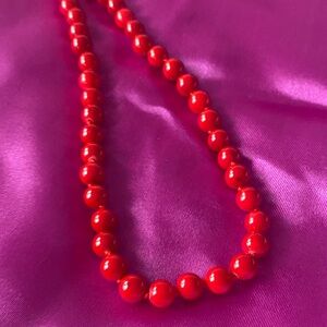 Red Beaded Necklace - Women Jewelry coral 16 inches new sale